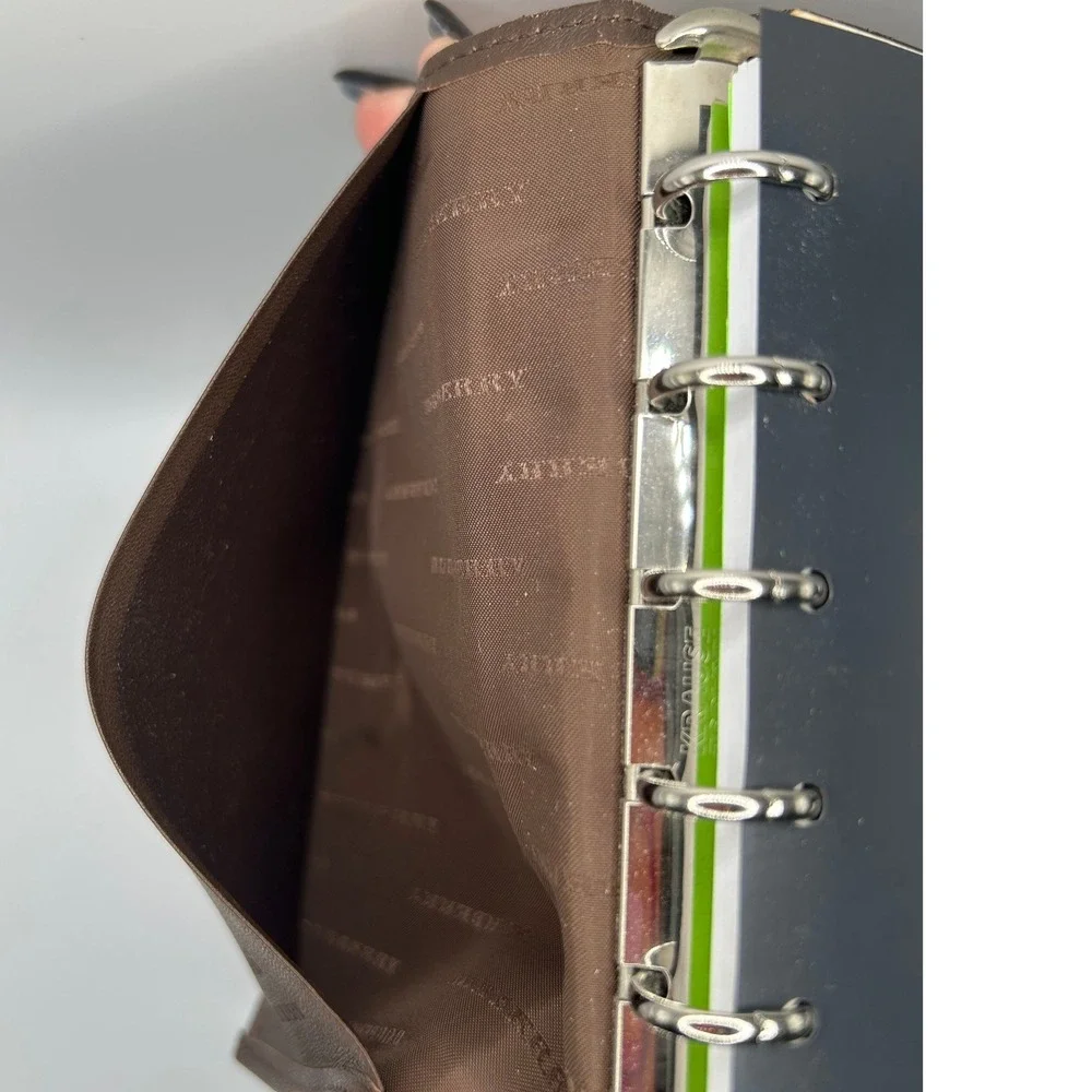 Burberry Haymarket Check Agenda Planner  Brown Leather Trim#109
